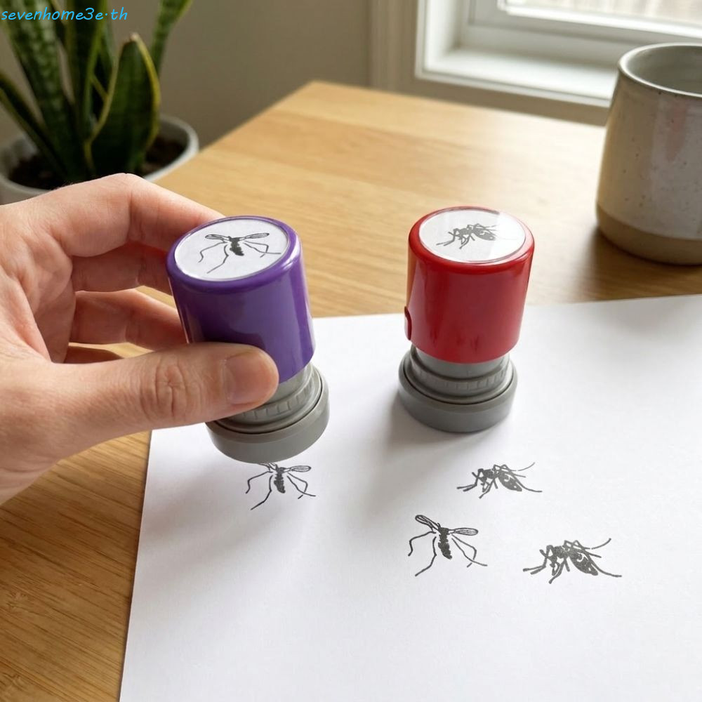 SEVENHOME3E แสตมป์ยุง, ความแปลกใหม่ Cool Seal Self-ink แสตมป์, การ์ตูนสร้างสรรค์ Bug DIY Handcraft วาด Doodle Graffiti เด็กแสตมป์ของเล่นคู่มือตกแต่ง