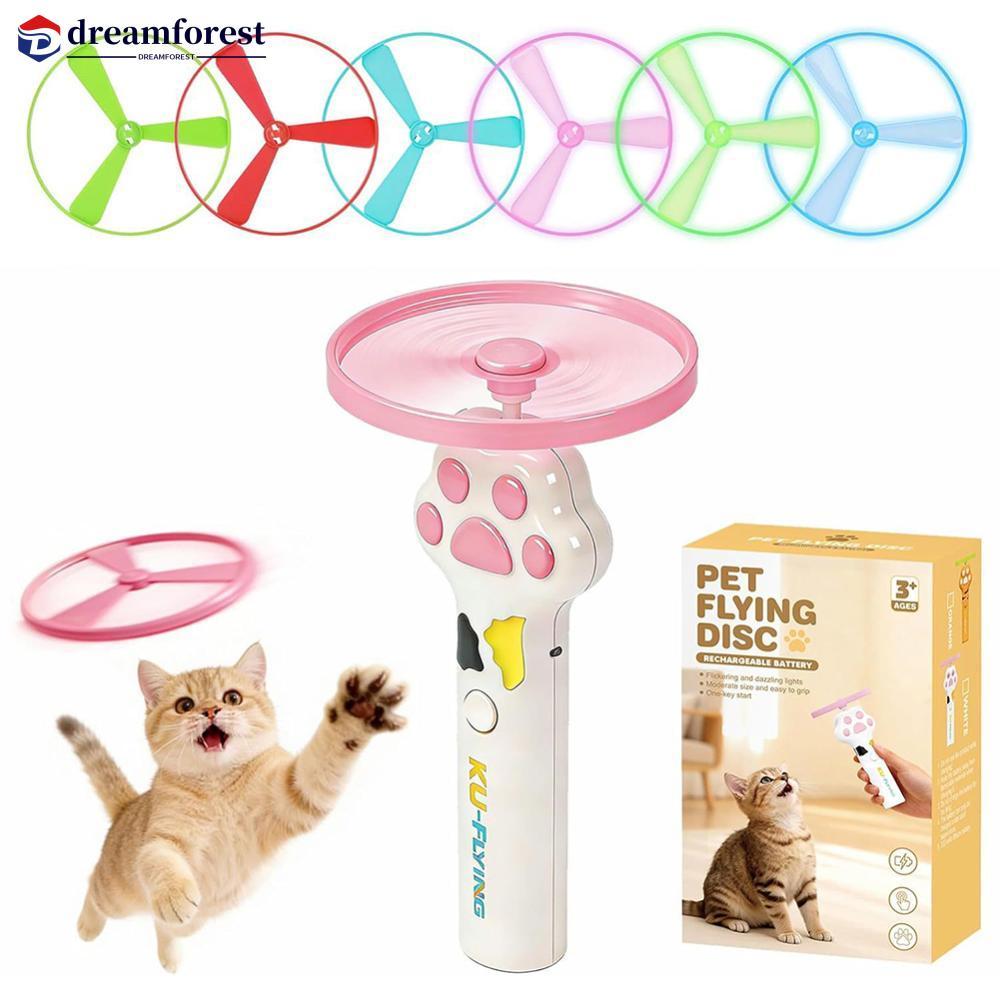 DFS Cat Paw LED Flying Disc Motorized ใบพัดเรืองแสงของเล่นสําหรับสัตว์เลี้ยง Interactive Flying Spin