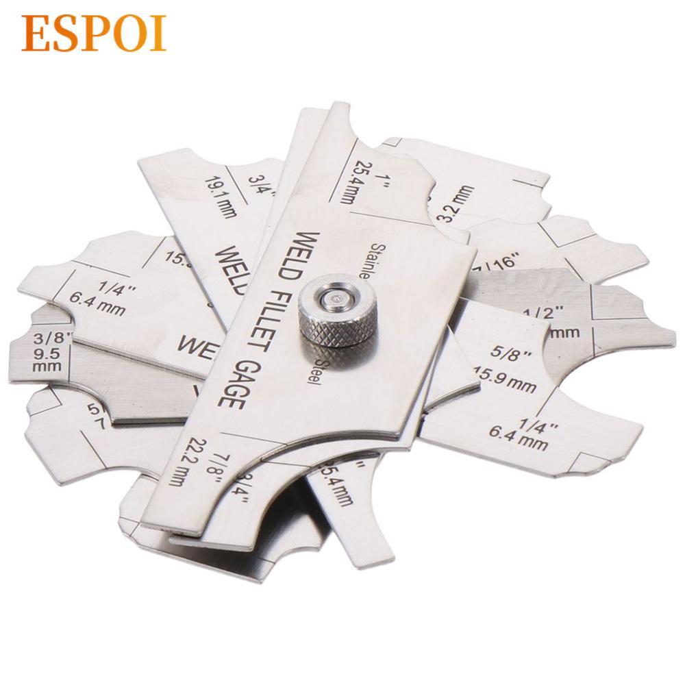 ESPOI 7PCS เครื่องเชื่อม, 1/8-1 MM & นิ้ว Fillet Weld Gages ชุด, Ulnar เชื่อมวัดโลหะ MG-11 เชื่อมตรว