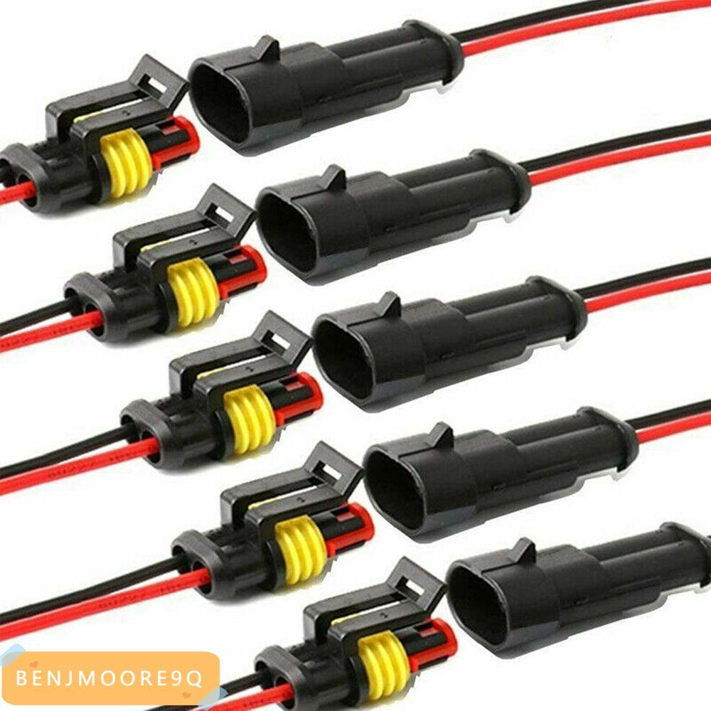BENJMOORE9Q 5/10Kit ปลั๊กชายและหญิงสําหรับรถยนต์ไฟฟ้าพร้อมสาย 12V 2Pin