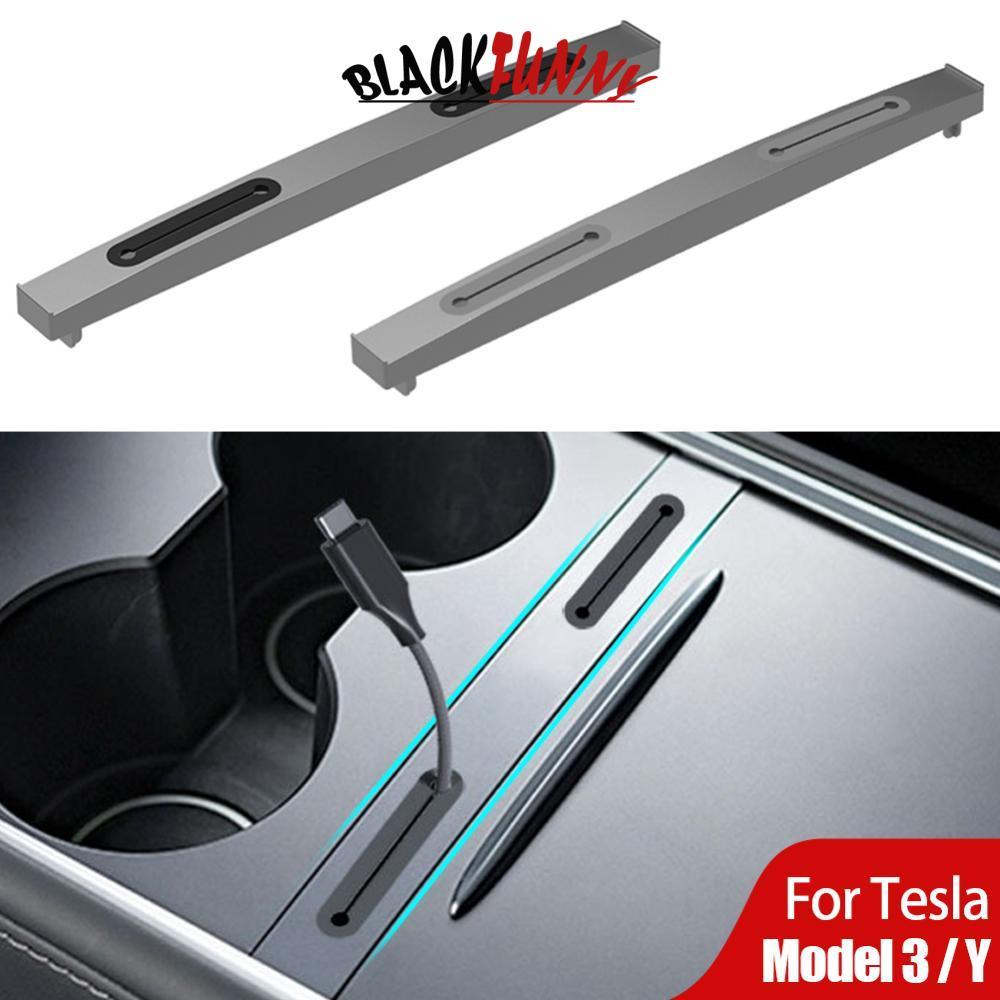 BLACKFUNNY รถคอนโซลกลางสายชาร์จ USB Hub Organizer Docking Station อุปกรณ์ตกแต่งสําหรับ Tesla รุ่น 3 