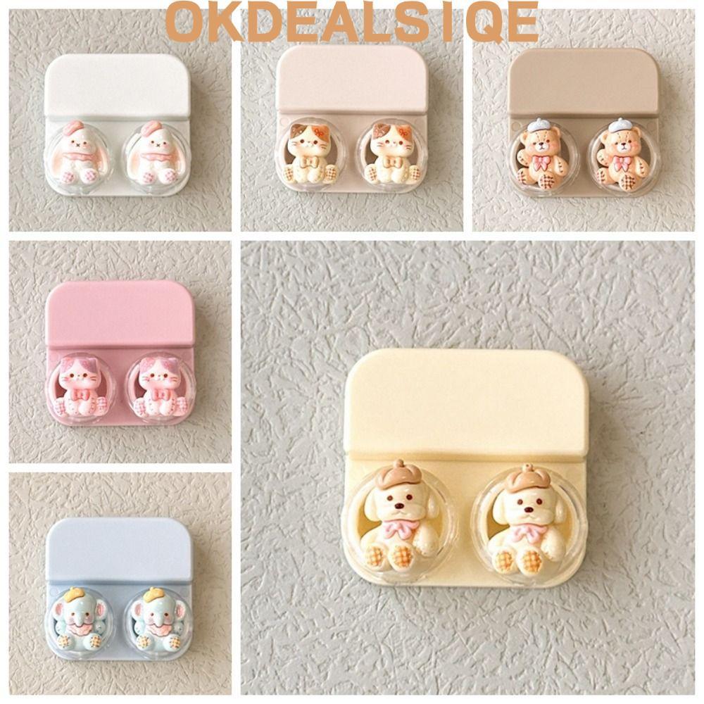 OKDEALS1QE คอนแทคเลนส์ ,พร้อมแหนบกล่องเลนส์ ABS,การ์ตูนแบบพกพาพร้อมเลนส์ลิ้นชักไม้กายสิทธิ์ดูดทุกวัน
