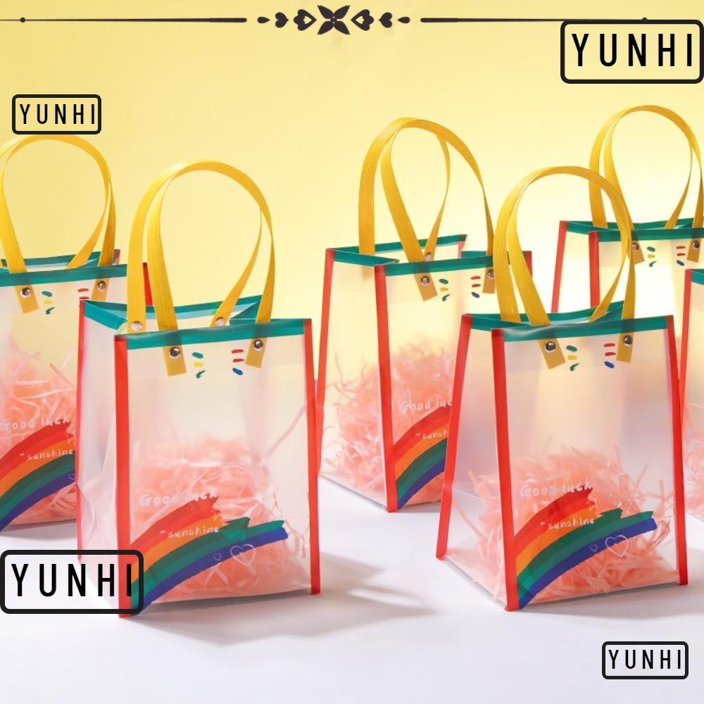 YUNHI Gift Packaging Bag, PVC Waterproof Shoulder Bag, Large Capacity Rainbow Clothing Store Shoppin