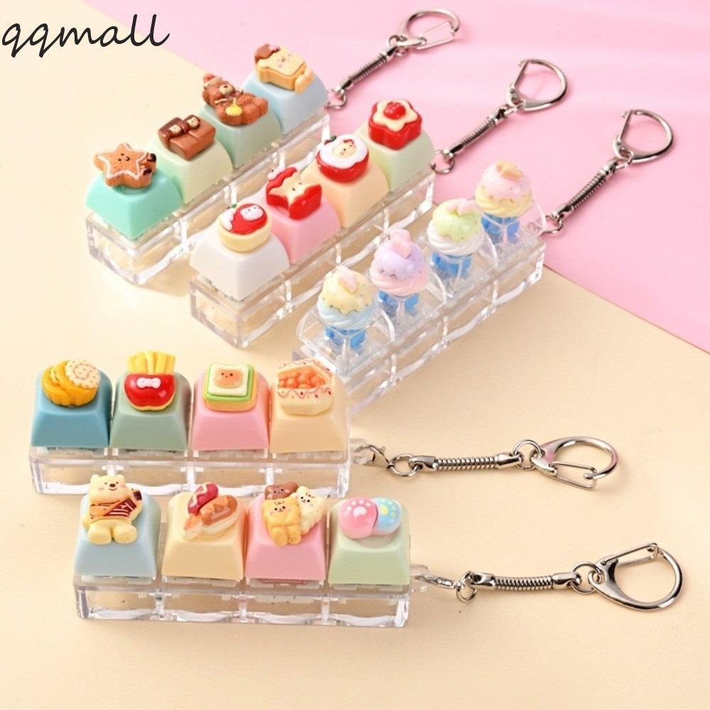 QQMALL Keycap Fidget พวงกุญแจ, Clicker คีย์บอร์ด Clicker ของเล่นพวงกุญแจ, Key Switch พวงกุญแจ 4 Key 