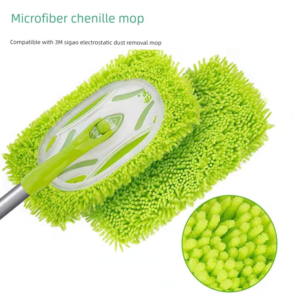 ไม่ถูพื้น ผ้าถูพื้น 3m หนาความหนาแน่นไมโครไฟเบอร์ Chenille Mop Wet Dry เหมาะสําหรับ 3M ไฟฟ้าสถิตกําจ