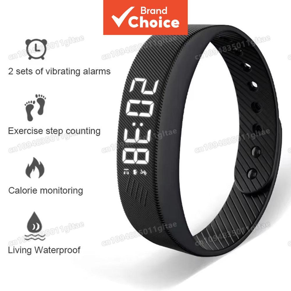 สายรัดข้อมืออัจฉริยะกันน้ําแบบดิจิทัล LED พร้อมเครื่องนับก้าว ติดตามฟิตเนส นาฬิกาปลุกสั่น แจ้งเตือนสายเรียกเข้า/ข้อความ