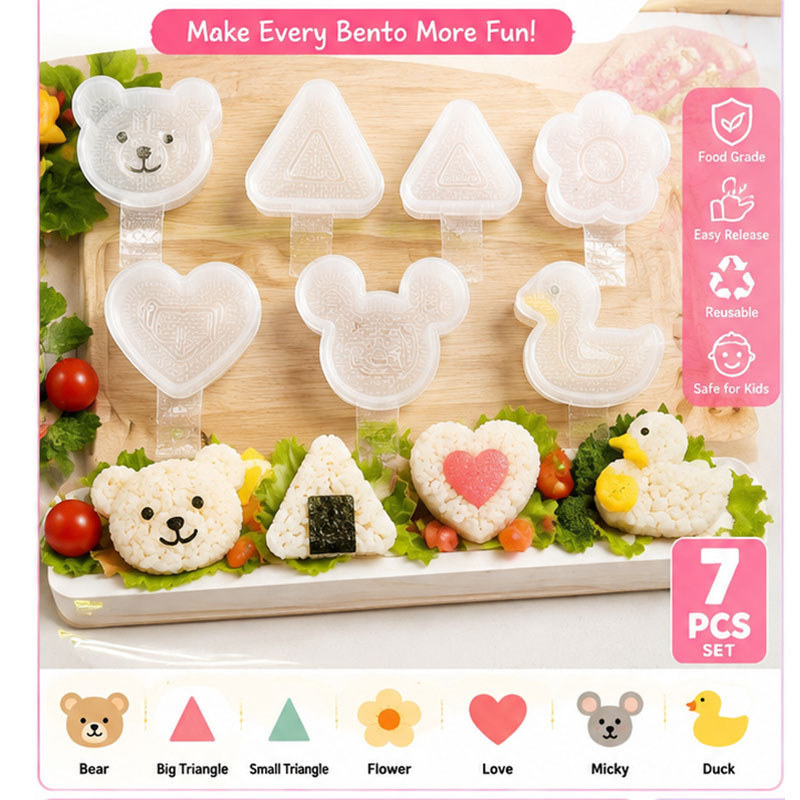 DIY Mould Rice Ball Maker ข้าว Mould Bento อุปกรณ์เสริมซูชิสามเหลี่ยมแม่พิมพ์ Acuan Nasi Onigiri Cet