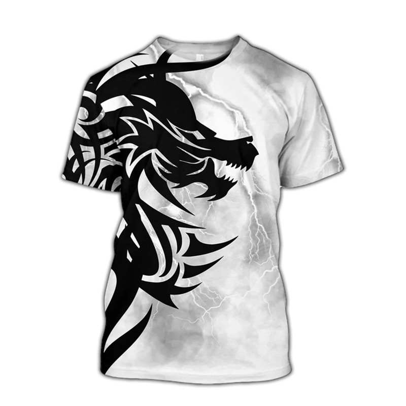 Vintage สัตว์ Tattoo เสื้อยืดผู้ชายเสื้อผ้า Retro Street Harajuku แขนสั้นเสื้อ 3D พิมพ์แฟชั่น Y2k Te
