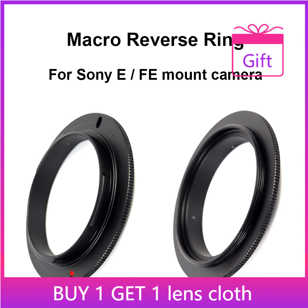 สําหรับ Sony E / FE mount Macro Reverse Adapter แหวน 40.5 49 52 55 58 62 67 72 77 มม.สําหรับ Sony E 