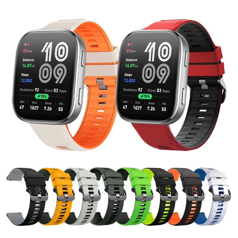 สีบล็อก Vibrant สายนาฬิกาซิลิโคนสําหรับ Huami Amazfit Bip 6 5 5pro GTS 4 Mini 3 2 Amazfit GTR 4 3 Pro 2 GTS Active 2