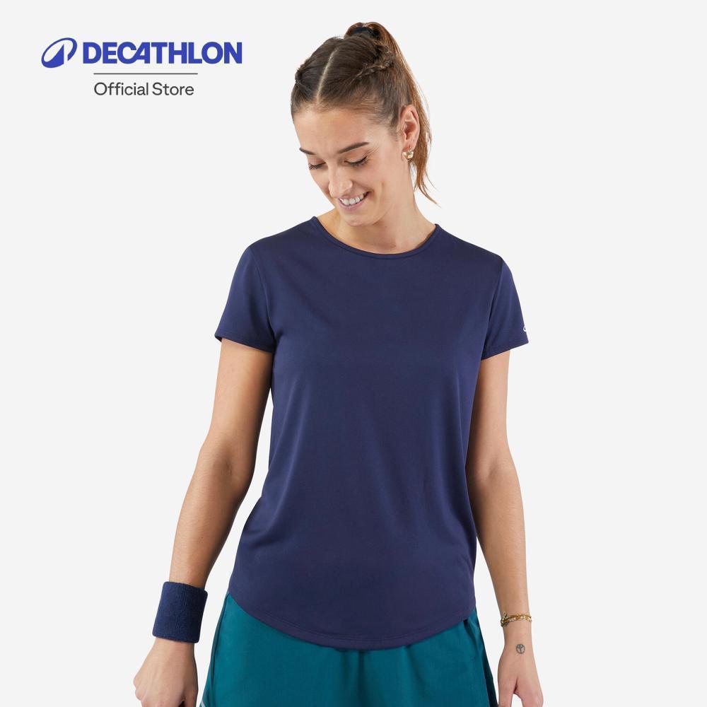 Decathlon Women'S Tennis Quick-Dry Crew Neck T-Shirt เสื้อยืดเทนนิสผู้หญิงคอกลมเนื้อผ้าแห้งเร็วรุ่น Essential 100 - Navy