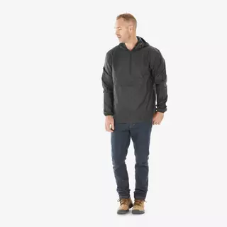 Decathlon Men’S Windproof And Water-Repellent Hiking Jacket Nh100 1/2 Zip เสื้อแจ็คเก็ตคอซิป รุ่น Raincut - Black