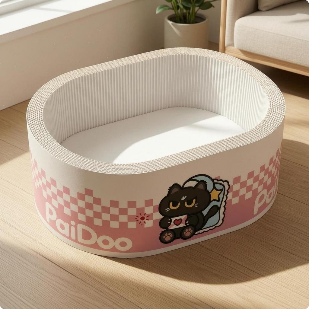 [arutoxalc] Scratcher Bed Layered Cardboard Scratcher Textured 50CM Lazy Cat Oval