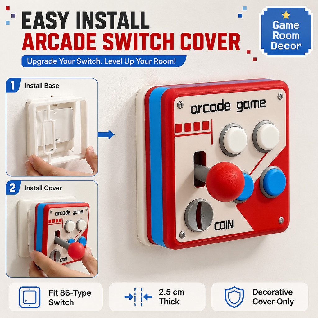 🔥COD🔥 ฝาครอบสวิตช์ไฟ 86 Type สไตล์อาร์เคด Retro แผงตกแต่งสวิตช์ ติดตั้งง่าย แต่งห้อง Game Room สวิตช