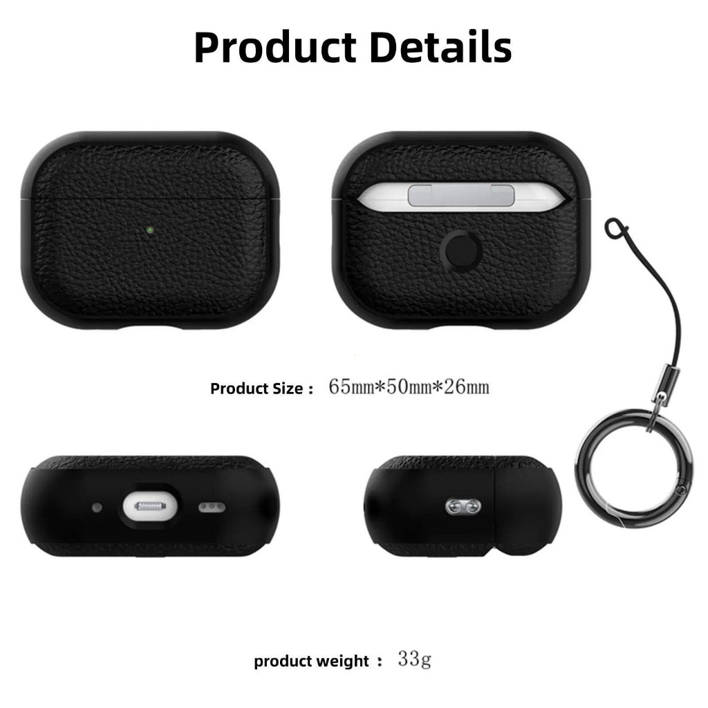 เคสแอร์พอด AirPod 5/4/4 ANC การออกแบบพื้นผิวหนังสําหรับเคส แถมฟรีพวงกุญแจ เคสหนัง For AirPods Pro 3rd Gen 2025 รูปที่ 3