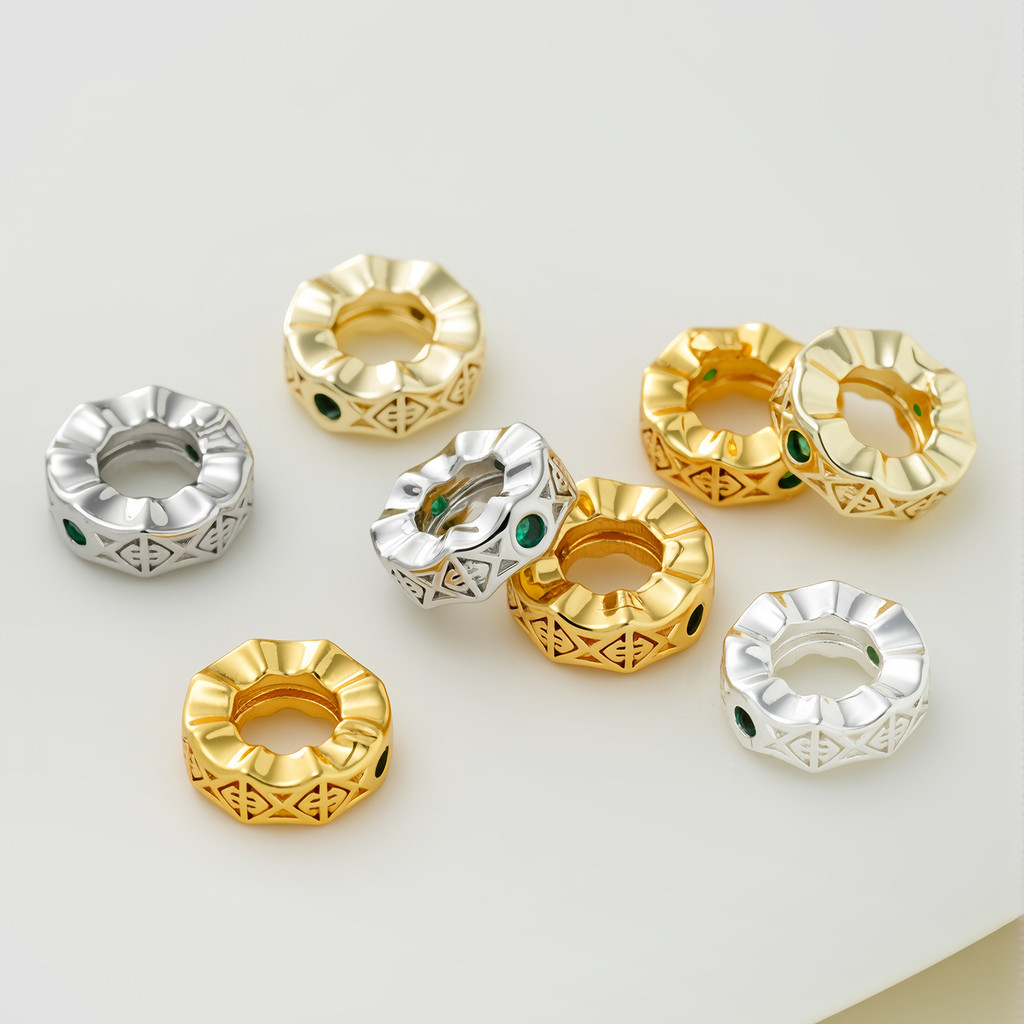 St.kunkka 2 ชิ้นชุบทองZircon SpacerลูกปัดทองเหลืองหลวมลูกปัดDIYสร้อยข้อมือสร้อยคอเครื่องประดับทําซัพพลาย — صورة 8