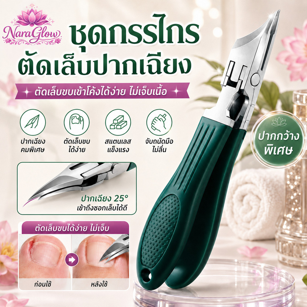 ชุดกรรไกรตัดเล็บปากเฉียง สแตนเลส คมแข็งแรง ปากเปิดใหญ่ ตัดเล็บขบ เล็บหนา มุมเล็บ ใช้งานง่ายในบ้าน