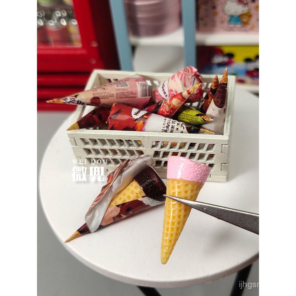 Baby House Mini Ice Cream รุ่น bjd Miniature อาหารของเล่น ob11 Pocket Ice Cream 12 จุดไอศกรีมกรวย Pr