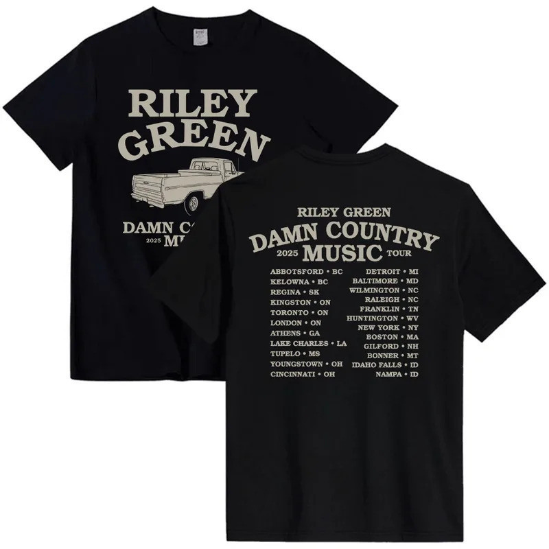 เสื้อยืด DCM Damn Country Music Tour ลายกราฟิกนักร้อง RILEY GREEN เสื้อยืดสำหรับผู้ชายและผู้หญิง เสื