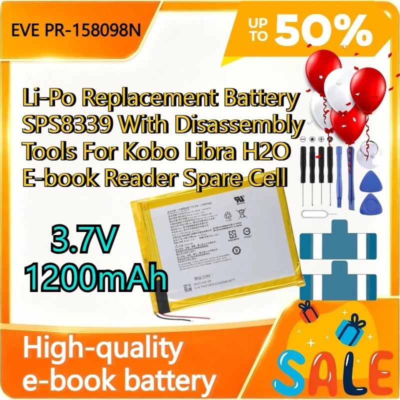 3.7V 1200mAh EVE PR-158098N Li-Po เปลี่ยนแบตเตอรี่ SPS8339 พร้อมเครื่องมือถอดชิ้นส่วนสําหรับ Kobo Li