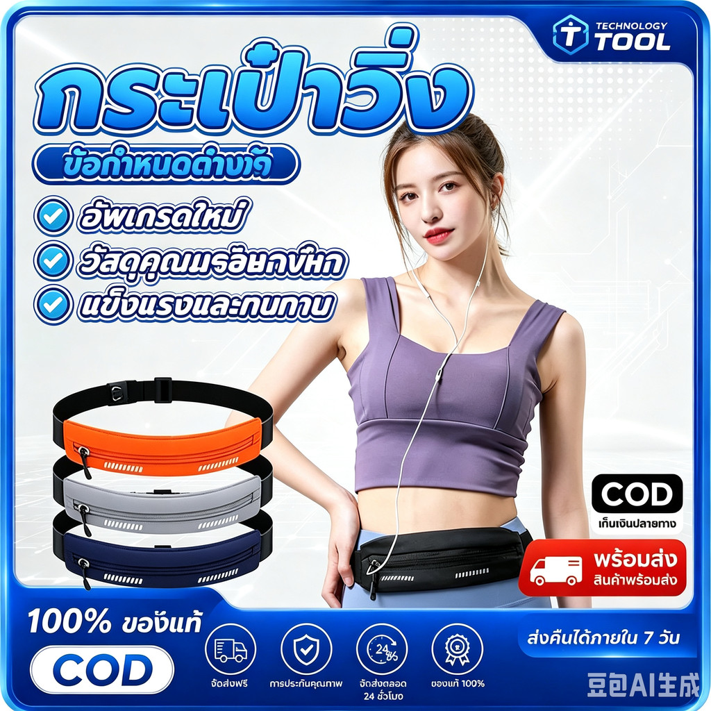 กระเป๋าคาดเอวกีฬา คาดเอว แบบบางพิเศษ กันน้ำ ใส่วิ่งออกกำลังกาย ขนาดกระทัดรัด ใส่โทรศัพท์ หูฟัง