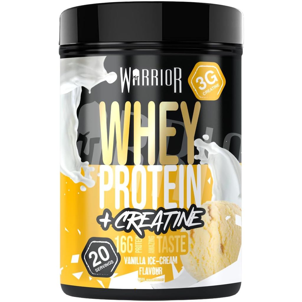Warrior Whey Protein Powder + Creatine 500g, 20 เสิร์ฟ – อาหารเสริมเขย่าโปรตีนสูงสําหรับการเจริญเติบ