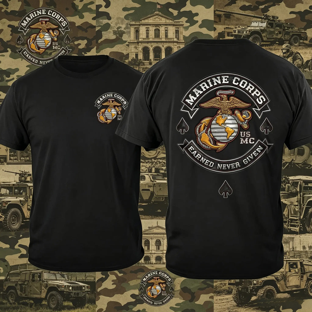 เสื้อแฟชั่นลาย USMC ผ้าคอตตอน 100% สำหรับผู้ชายผู้หญิง สไตล์ทหารเรือยอดนิยม สบายต่อการสวมใส่ S-5XL