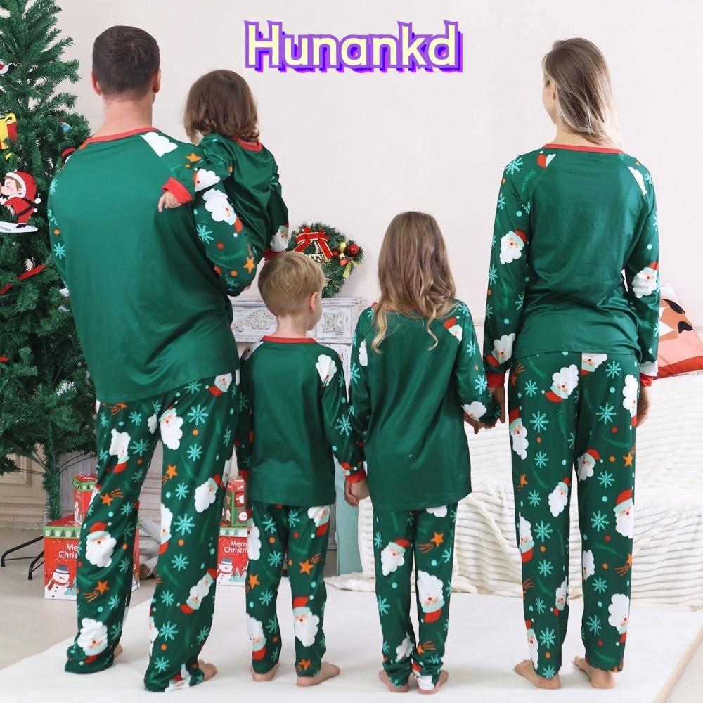 ครอบครัว HUAN ชุดนอนจับคู่, Santa Claus พิมพ์ 2 ชิ้นชุด Santa Claus พิมพ์ชุดนอน, 2026 แขนยาวผ้าฝ้ายผ