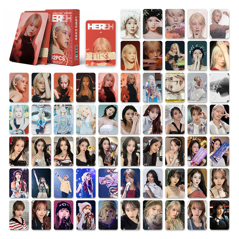 92 การ์ดรูปถ่าย KPOP IU ใหม่สติกเกอร์การ์ดรูปถ่าย HEREH เดี่ยว Li Zhien Star การ์ด LOMO สองด้าน