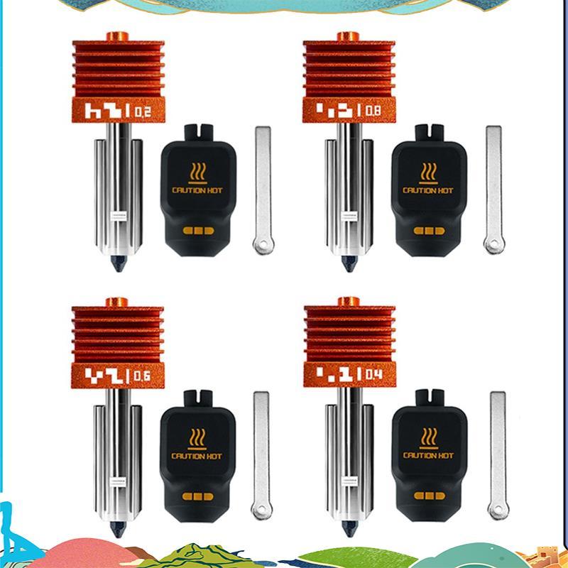 สําหรับ Lab P2S Hotend Kit- 4PCS ประกอบด้วยหัวฉีดเหล็กชุบแข็ง (0.2/0.4/0.6/0.8 มม.) สําหรับ Lab H2D 