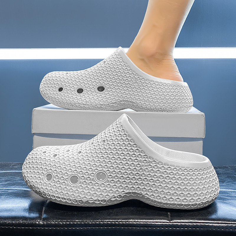 ผู้ชาย Bumpy Texture Platform Clogs EVA Breathable Non Slip Garden Beach Slip On รองเท้าแตะ