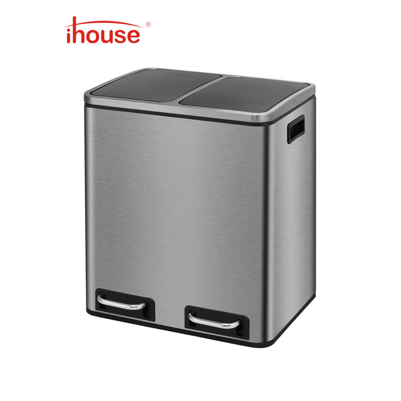 ถังขยะแยกประเภท iHouse แบบสองช่อง ทำจากสแตนเลส สำหรับห้องครัวและห้องนั่งเล่นในบ้าน ขนาดใหญ่ แยกขยะแห