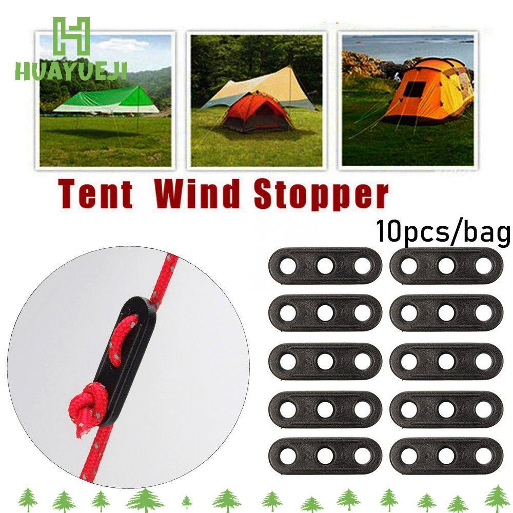YUEJI 10 ชิ้นเชือกยึดกันสาด Wigwam ปรับ Camping เต็นท์อุปกรณ์เสริมสีดํา Tensioner ล็อค