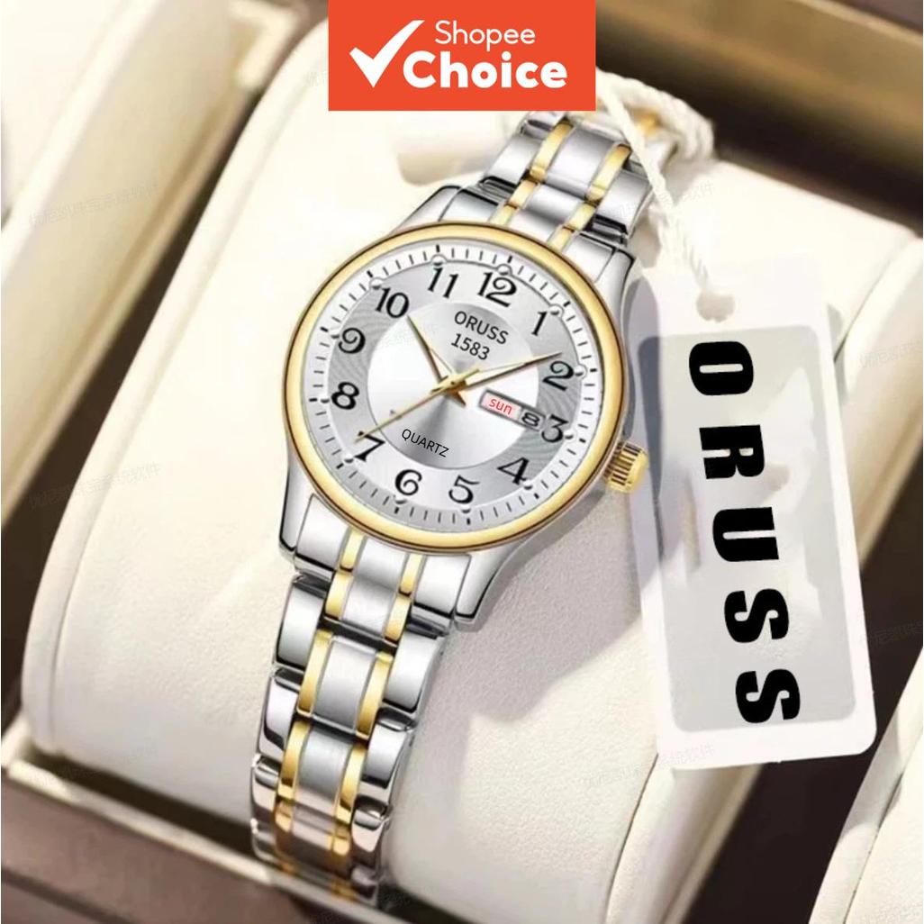 Oruss Slim นาฬิกาควอตซ์คริสตัลผู้หญิงส่องสว่างกันน้ํา Swiss Movement