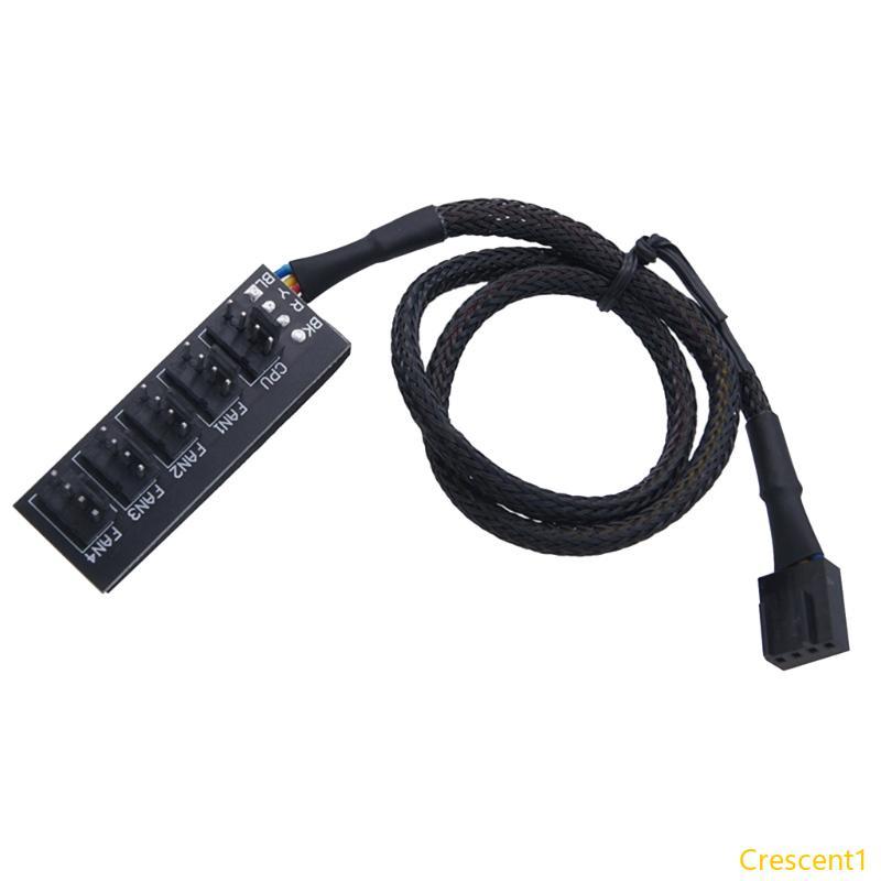 Crescent1 5 Way PWM พัดลมอะแดปเตอร์ 5 พอร์ต 4Pin PWM PC พัดลมระบายความร้อน Controller กระจายพลังงาน
