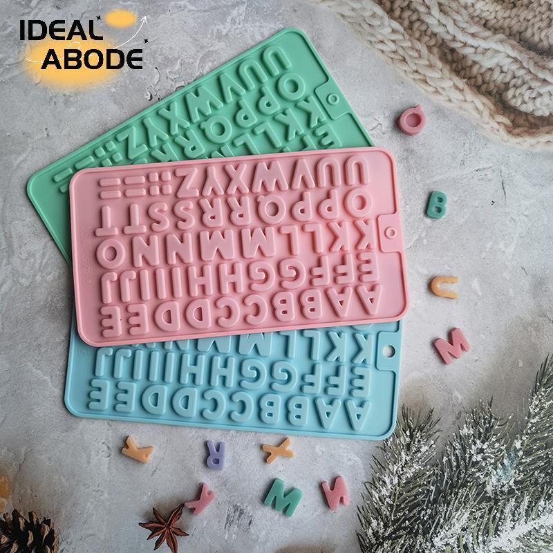 IDEALABODE พิมพ์ซิลิโคนตัวอักษร A-Z แม่พิมพ์ช็อกโกแลต คุกกี้ ตัวหนังสือ พิมพ์ทำขนมเค้ก ตกแต่งเค้ก DIY