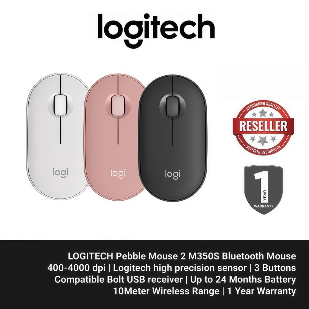 เมาส์ไร้สาย Bluetooth Logitech Pebble Mouse 2 Slim M350s