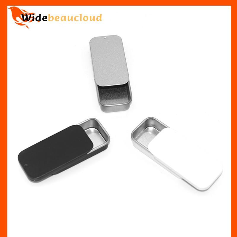 Widebeaucloud โลหะสี่เหลี่ยมผืนผ้ากล่องดีบุกขนาดเล็กเปล่า Tinplate Push Candy Pill Cases กล่องเก็บ Nice