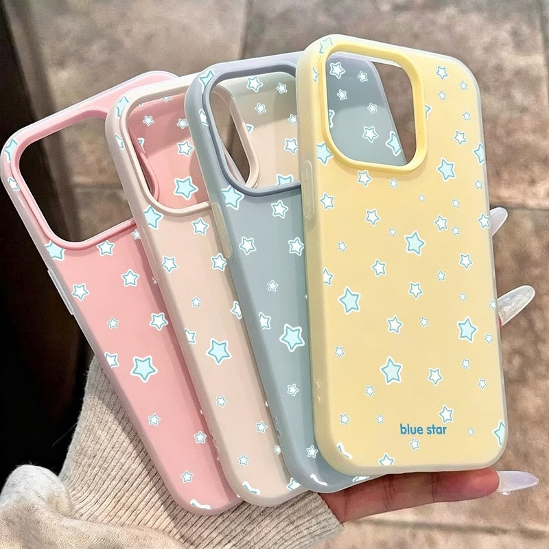 Simple Blue White Starเคสโทรศัพท์สําหรับiPhone 17 Pro Max Air 16E 16 15 Pro Max 16 15 Plusปลอกน่ารัก