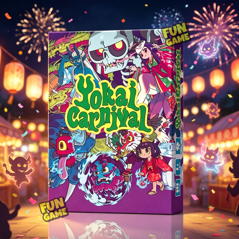 การ์ดเกม Yokai Carnival - เกมกลยุทธ์ Folklore ของญี่ปุ่นนําจิตวิญญาณของ Mischievous & กลายเป็นเครื่องเล่น Yokai King 2-5 อายุ 10+ 15-20 นาที