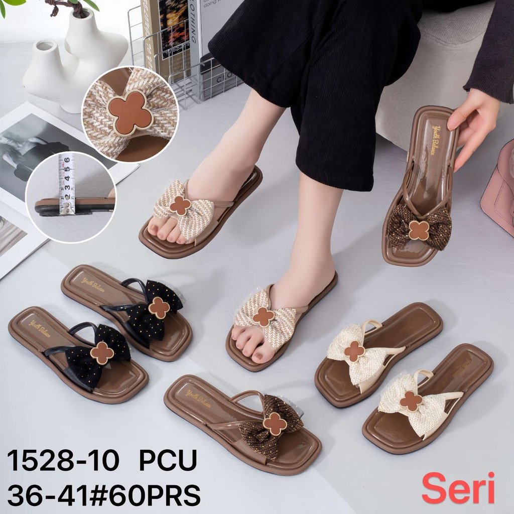 AIKO_SHOP YOUTH BALANCE 1528-10 PEARL RIBBON FLAT SANDALS LIGHT NON-SLIP ใหม่ล่าสุด