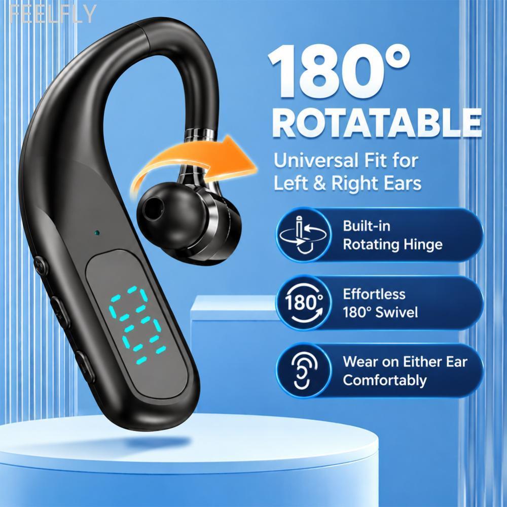 FEELFLY 1PC K3 Open-Ear OWS หูฟังบลูทูธพร้อมจอแสดงผลดิจิตอลตัดเสียงรบกวนและยาวนานหูฟังกีฬาแบตเตอรี่ 