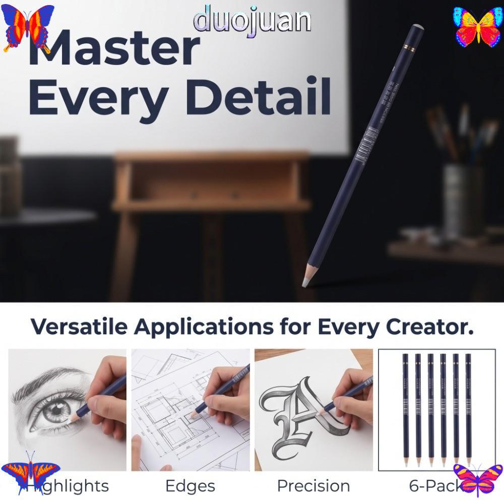 DUOJUAN 6PCS Sketch Tortillon, Pen-style Form Matte Eraser Effect Sketch Highlight Eraser, Smooth Er