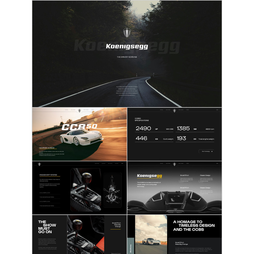 Koenigsegg Koenigsegg Full Set PPT Template 100 หน้า Ghost Sports Car Carbon Fiber Repair