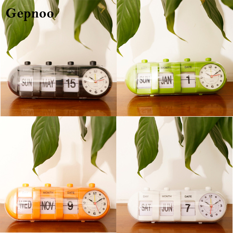 [Gepnoo] Creative Digital Manual Down Clock Desk Stand Quartz Clock