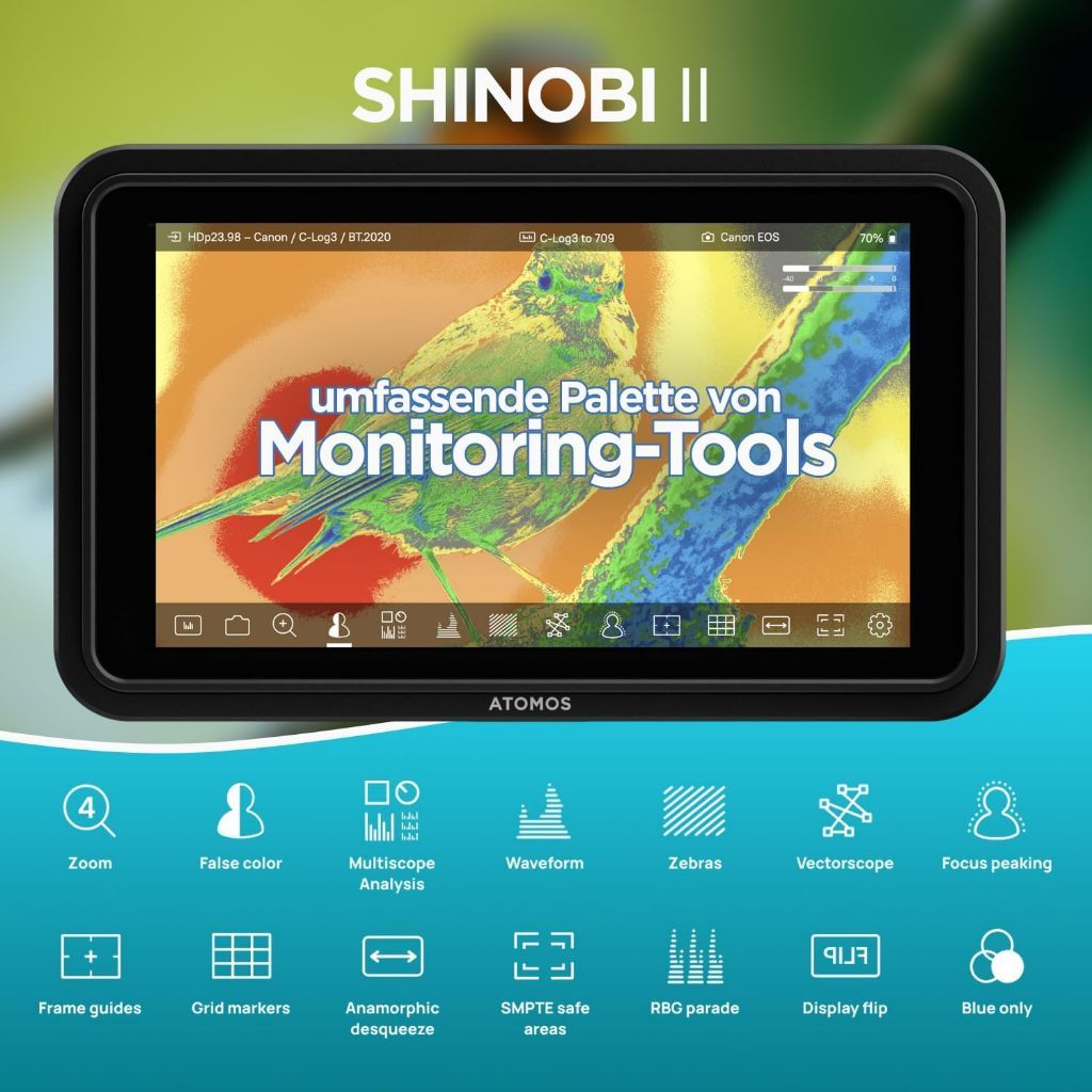 ATOMOS SHINOBI II Monitor จอมอนิเตอร์ ทัชสกรีน 5.2 นิ้ว Full HD HDMI HDR รองรับ 4K  สว่าง1500Nits
