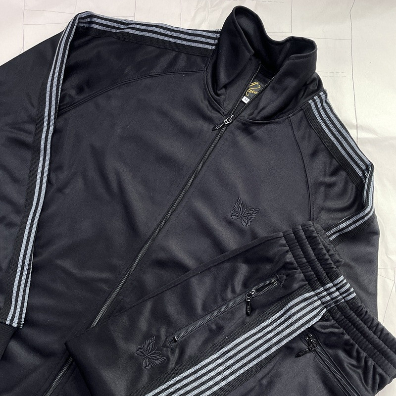 VP2V เข็ม Track Anniversary Limited ผีเสื้อสีดําสีเทากางเกงตรง Webbing หลวมกีฬา Stand Collar Jacket 