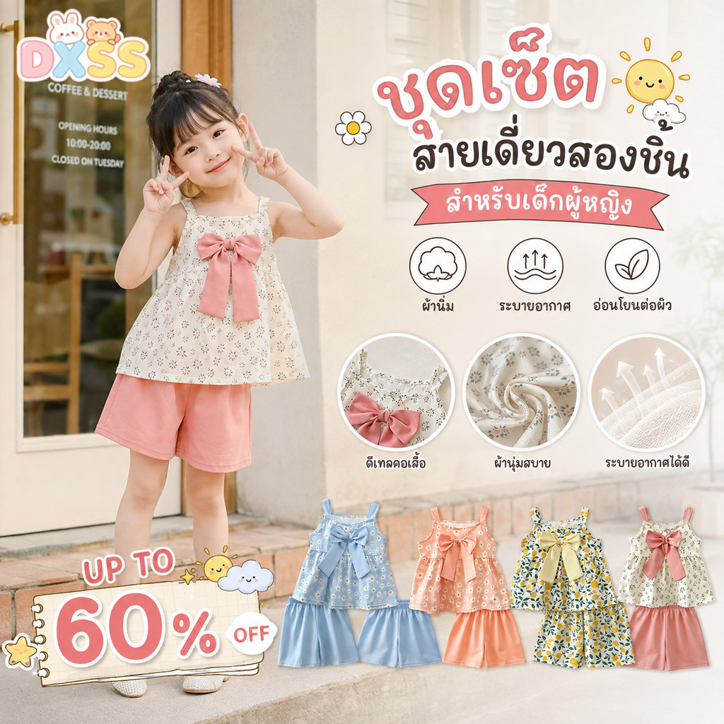 ชุดแขนสั้นสำหรับเด็กผู้ชาย เสื้อผ้าเด็กผู้หญิง เสื้อยืดสีดำและขาว ฤดูร้อน กางเกงขาสั้นลายทางสำหรับเด็ก