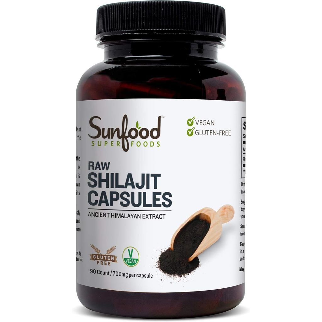 Sunfood Superfoods Raw Shilajit Capsules - อาหารเสริมเรซิน Shilajit สําหรับผู้หญิงและผู้ชาย สารสกัดห