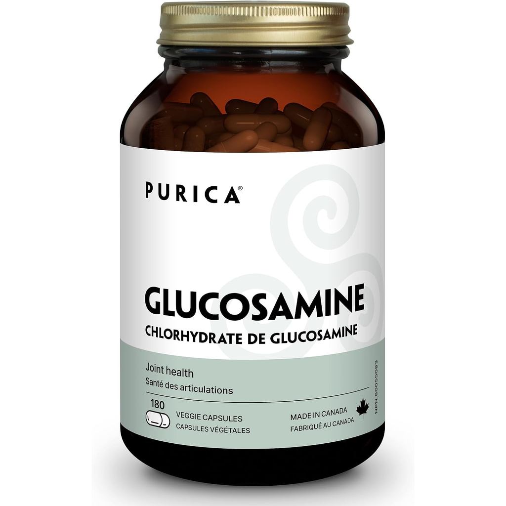 PURICA Vegan Glucosamine HCL Capsules ผลิตในแคนาดา 500มก. 180 แคปซูล